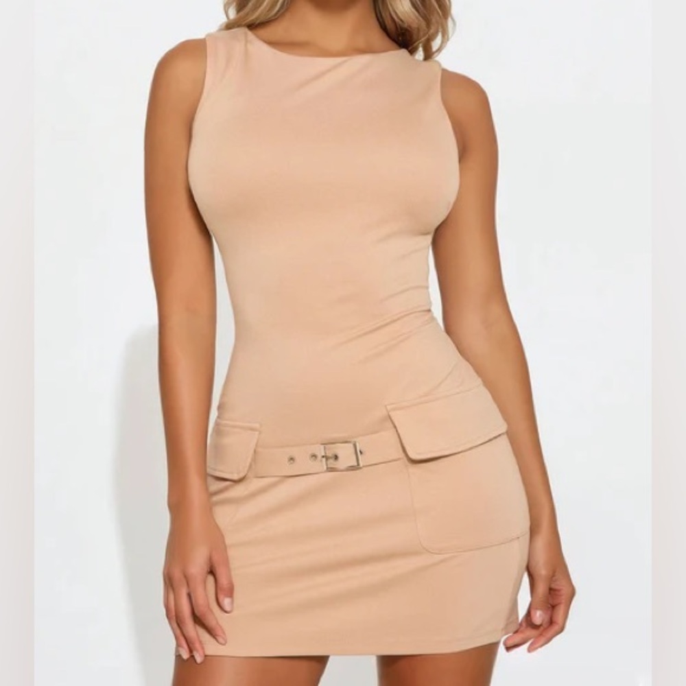 Fashion Nova Taupe Mini Dress